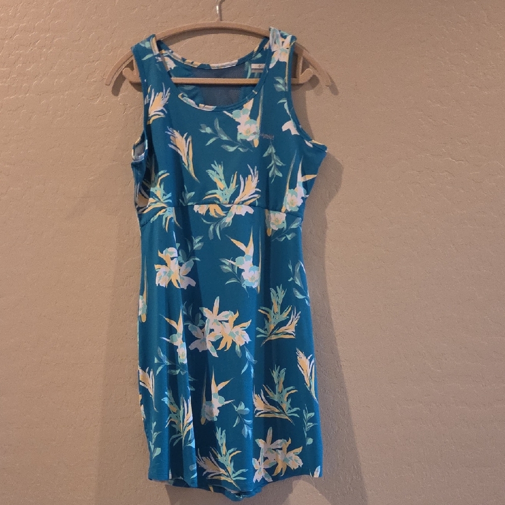 Columbia Teal Floral Sleeveless Mini Dress
